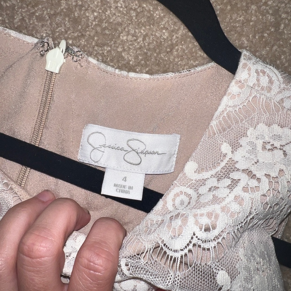 Jessica Simpson Champagne Black Lace Dress - Picture 4 of 6